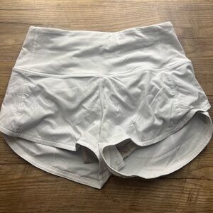 Lululemon White High-Rise Speed Up Shorts Size 2 Hidden Pocket